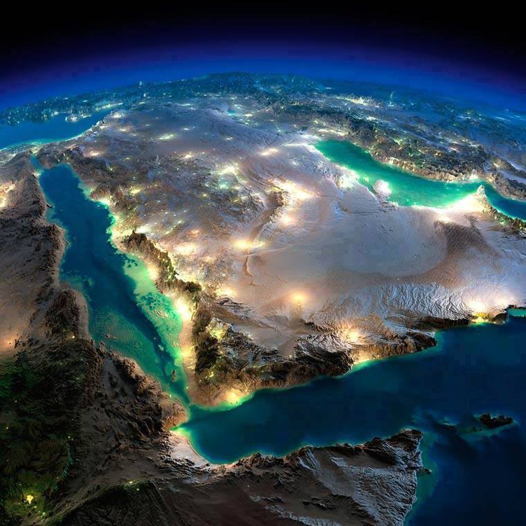 A terra noturna vista pelo espaço